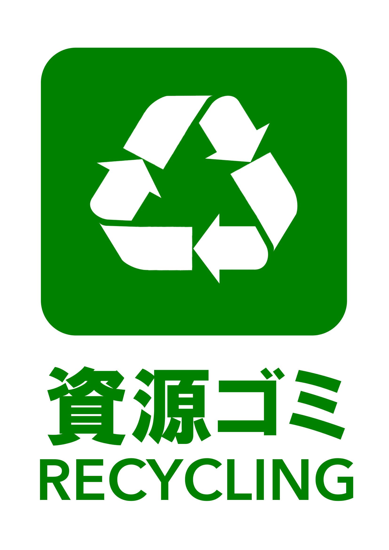 資源ゴミの張り紙（リサイクル・Ａ４・タテ・ピクトグラム・カラフル）